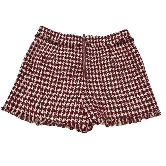 Walter Baker 10 Dora Tweed Shorts Wine Houndstooth Gingham NWT MSRP $198 - Picture 2 of 9